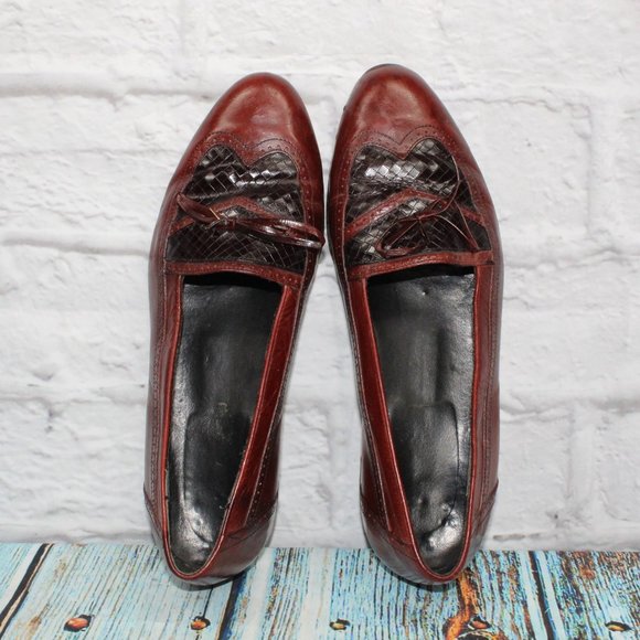 Men's Brown Woven Leather Casual Italian Loafer Dress Shoe Size 11 M - Picture 6 of 9